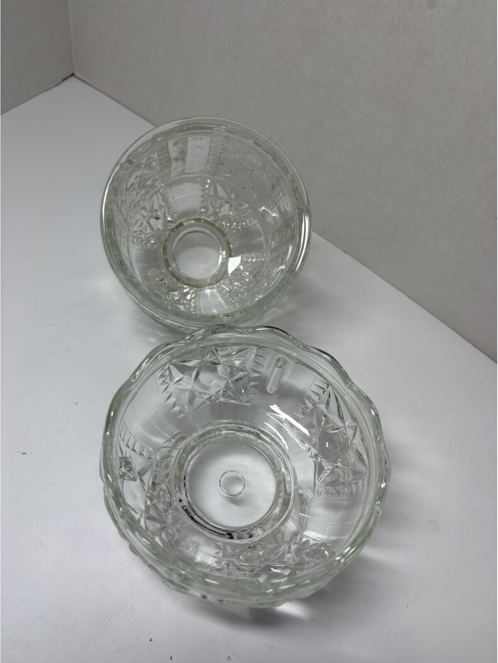 Indiana Glass Co. Clear Stars And Bars Fairy Lamp Candle Holder MCM Vintage - Picture 4 of 9